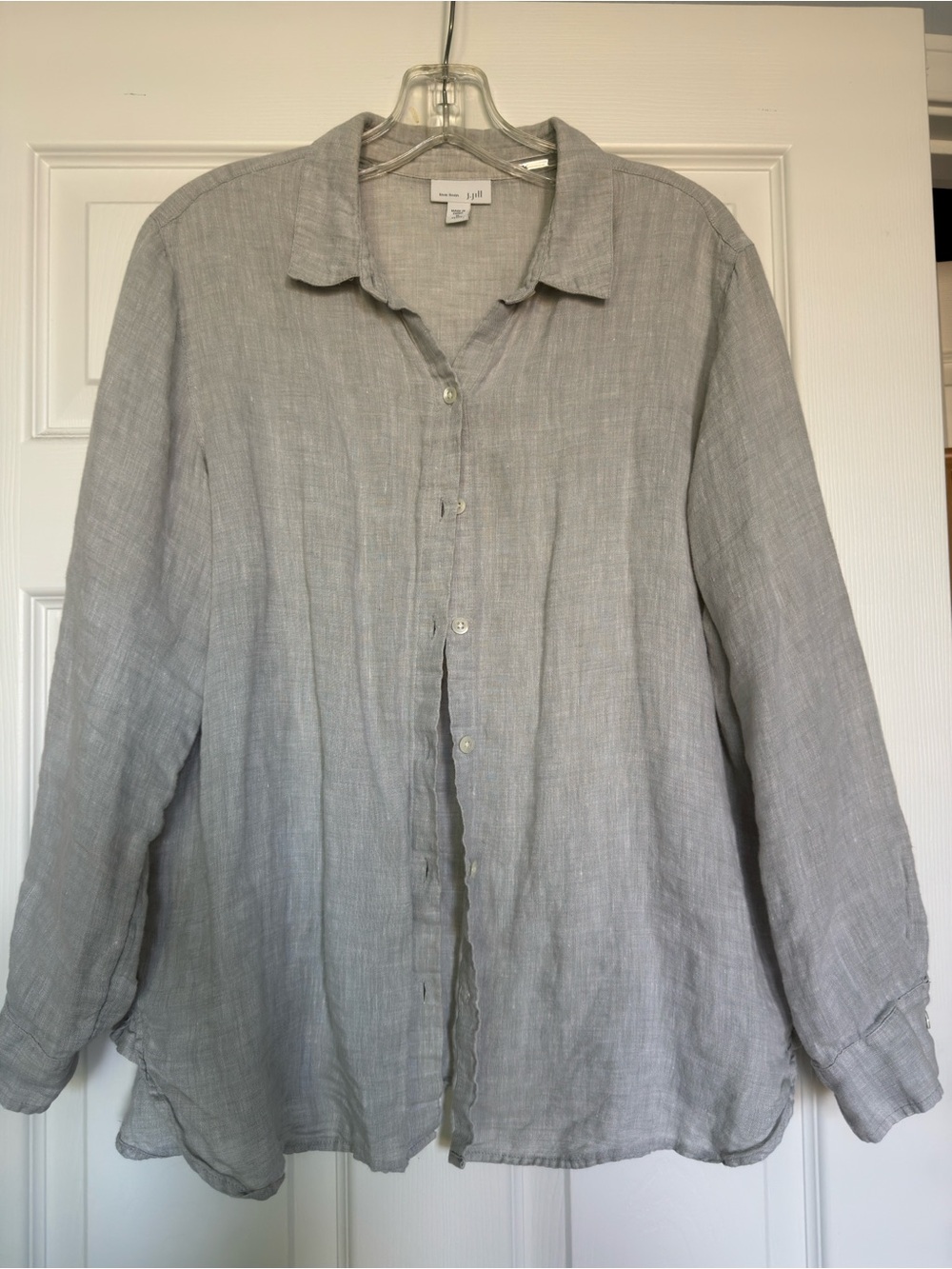 J. Jill Light Gray Linen Button-Down Shirt